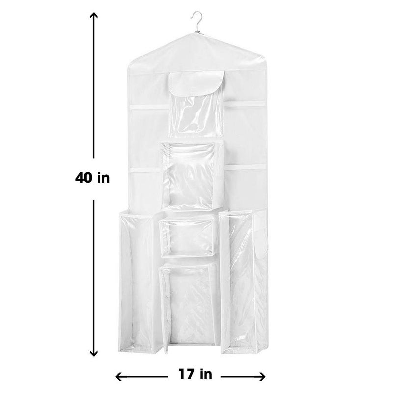 Primode Wrapping Paper Storage Hanging Over the Door Gift Wrap Organizer Double Sided Front and Back Pockets Store Gift Wrap Gift Bags Ribbon Bows Accessories 40â€x17â€ Fits Long 40 Inch Rolls (White) - Image 4